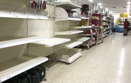 Empty shelves in a shop in London during the pandemic