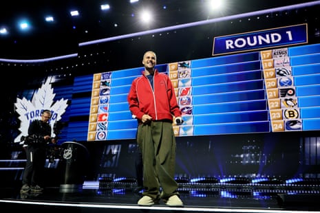 Justin Bieber performing at the NHL Draft