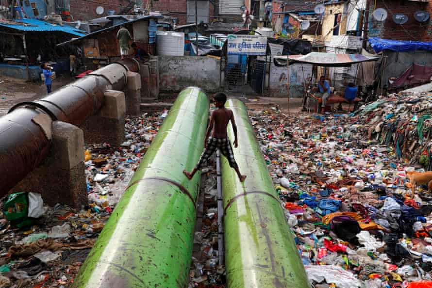 Rubbish in a slum area of Delhi on World Environment Day, 5 June