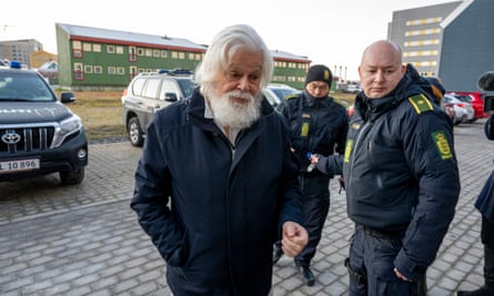 Paul Watson arrives for a court hearing in Nuuk, on 2 October 2024.