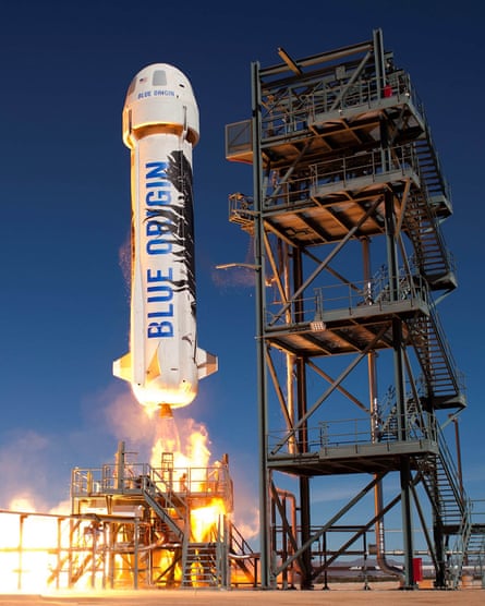 jeff bezos’s blue origin rocket takes off on a suborbital test flight