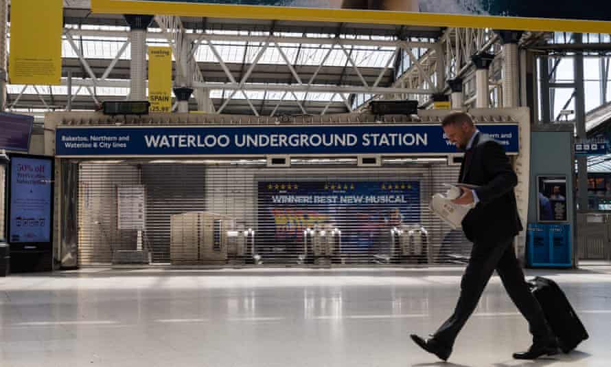 The closed Underground entrance at Waterloo Station earlier this week, during strike action by Tube and railway workers in London.