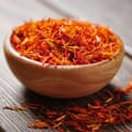 Saffron in wooden bowl