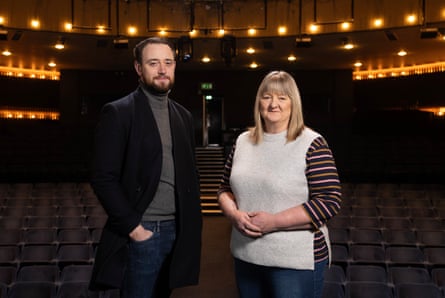 Jacob Dunne with Joan Scourfield in the auditorium of the Nottingham Playhouse