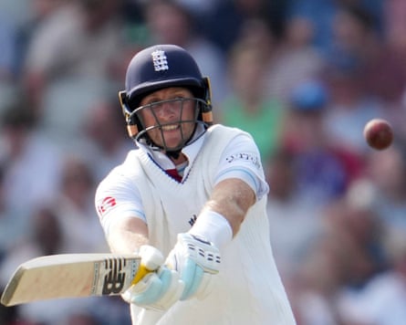 Joe Root plays a shot at Old Trafford.