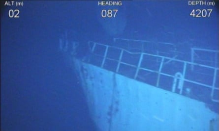 Image of shipwreck in the Indian Ocean captured by search teams investigating the disappearance of Malaysia Airlines flight MH370 and released by Geoscience Australia/