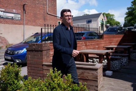 Andy Burnham on a campaign visit to Ashton-in-Makerfield before the Makerfield byelection.