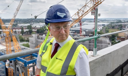 Councillor Ian Ward, on building site