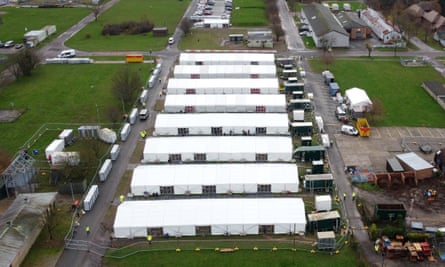 A row of eight marquees where thousands of asylum seekers were kept at Manston.