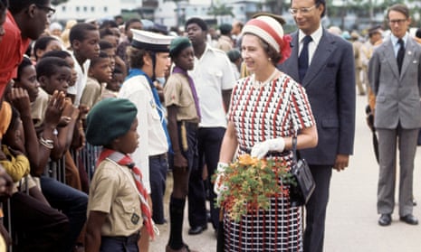 The Queen in Bridgetown during her silver jubilee tour of the Caribbean, 1977.
