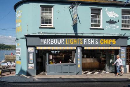 Harbour Lights Fish and chip shop and restaurant in Falmouth, Cornwall UK