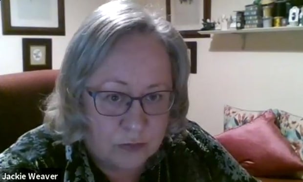 Screengrab taken from video of a Zoom meeting dated 10/12/20 showing parish clerk Jackie Weaver during a meeting of Handforth Parish Council.