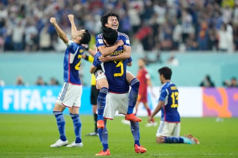 Joy for Japan as the final whistle blows.