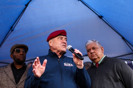 a man speaks into a microphone