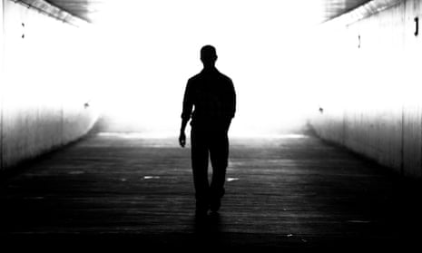 Man's silhouette. Black and white