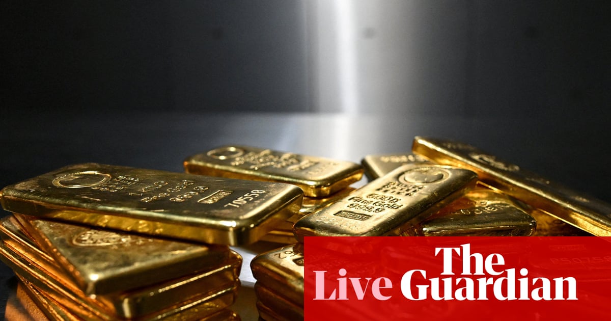 Weak dollar drives gold over $5,500 an ounce for first time, amid geopolitical and debasement fears – business live