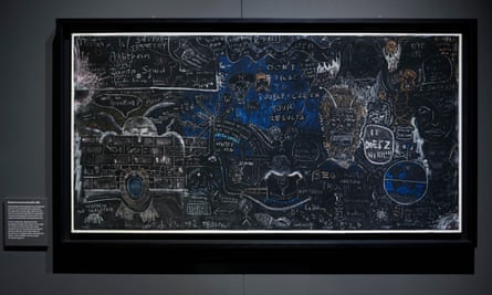 Stephen Hawking’s blackboard on display at the Science Museum