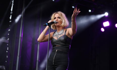 Sarah Harding performing at Total Access Live at Betley Court farm, near Crewe, in 2015.