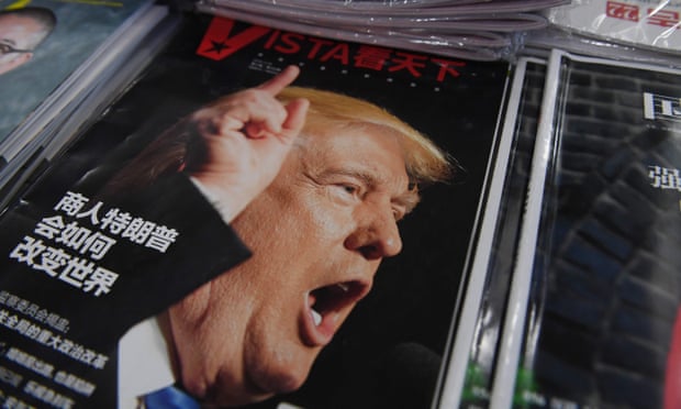 A magazine in Beijing features Donald Trump on its cover, with the headline: ‘How will businessman Trump change the world.’