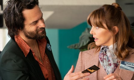Poles apart … Jake Johnson as Doug and Ophelia Lovibond as Joyce in Minx.