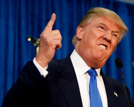 Donald Trump uttering the words ‘You’re fired!’ at a campaign rally in New Hampshire, June 2015.