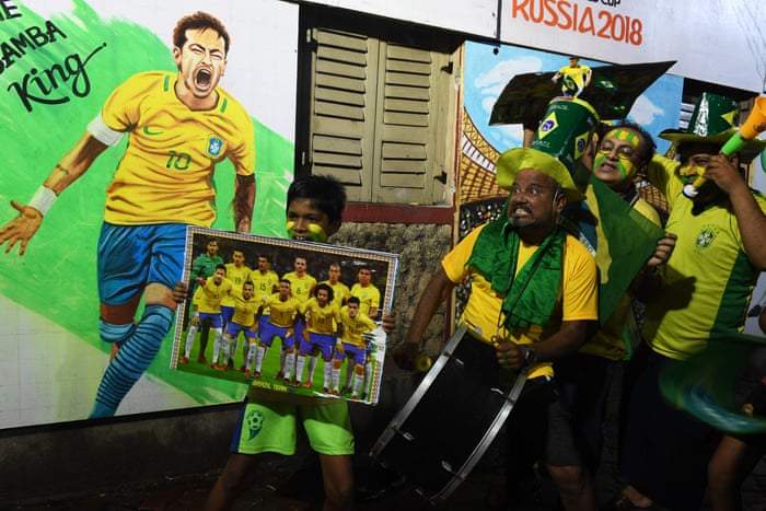 Brazil fans in Kolkata celebrate.
