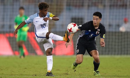 Angel Gomes in action for England at the under-17 World Cup against Japan.