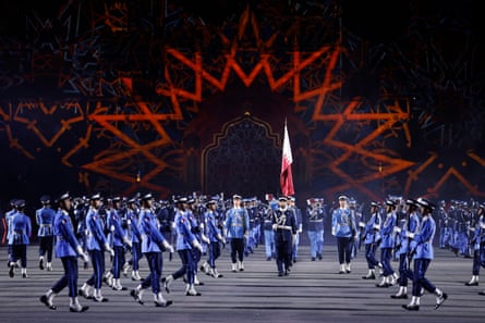 The Qatar Police Academy Band and Drill Team in action at Edinburgh Castle.