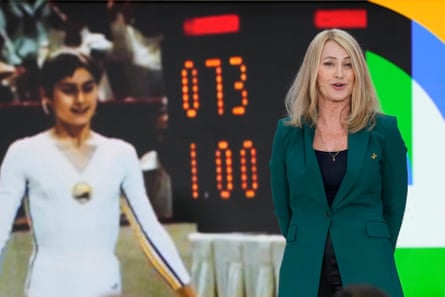 Nadia Comaneci speaks at the IOC launch of the Olympic AI Agenda at Lee Valley VeloPark