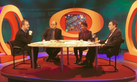 Greer on BBC Two's Newsnight Review in 2001, with, from left, Philip Hensher, presenter Mark Lawson and Tom Paulin.