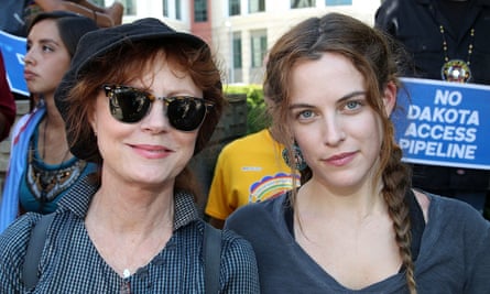 Actors Susan Sarandon, left, and Riley Keough participate in the rally in Washington DC.