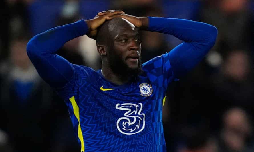 Romelu Lukaku looks dejected after Brighton’s late equaliser – the Belgian had earlier opened the scoring.