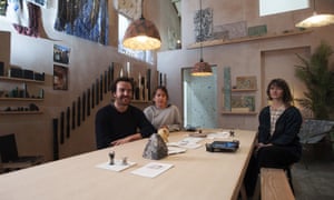 Three members of Assemble inside A Showroom for Granby Workshop, created for the Turner prize show