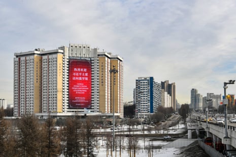 A welcome sign for Xi Jinping in Moscow