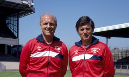 Arsenal manager Don Howe with his assistant John Cartwright at the start of the 1985-86 season.
