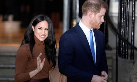 Meghan and Harry, seen outside Canada House in London in January.