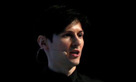 A photo of Pavel Durov, founder and chief executive of Telegram, delivering a keynote speech during the Mobile World Congress in Barcelona, Spain, in 2016.