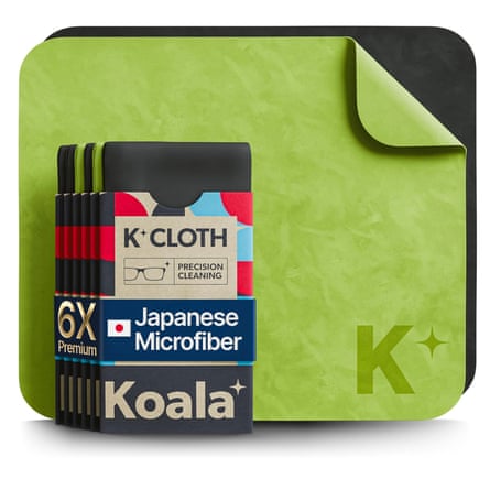 Koala lens cleaning cloths displayed on a white background