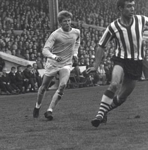 Bell is seen here in action against Southampton in May 1966. Two weeks earlier his header gave City a 1–0 victory over Rotherham which ensured promotion into the top flight.