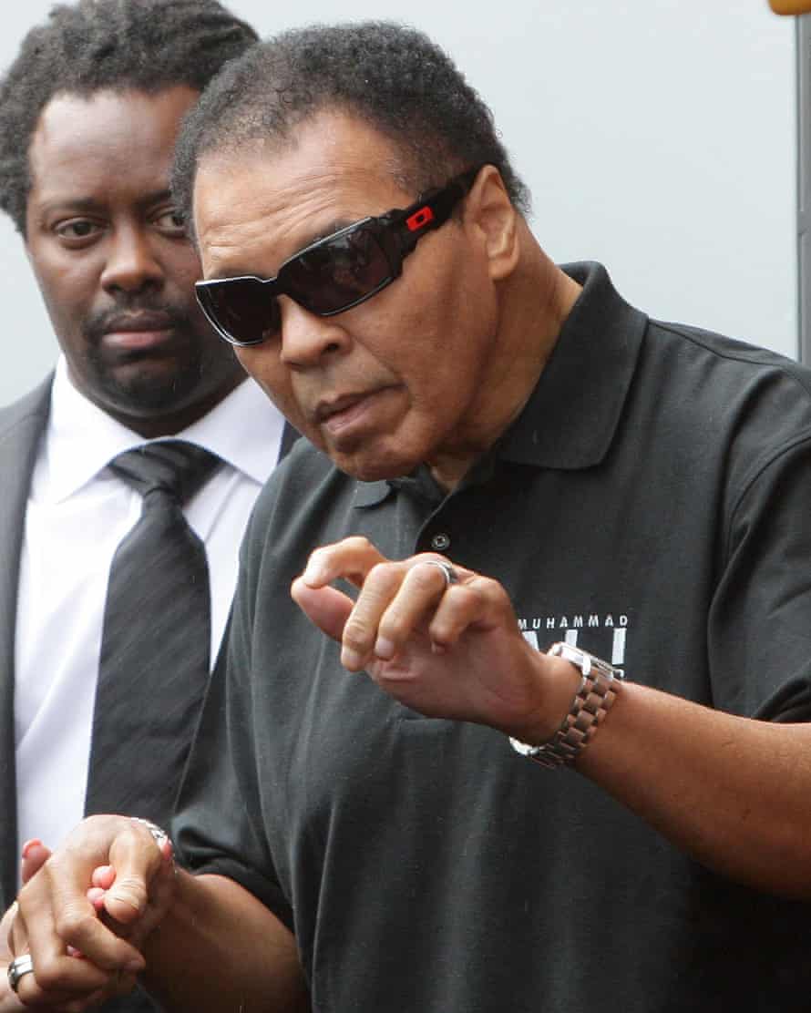 Muhammad Ali, during a visit to Ricky Hatton’s gym in Hyde, Manchester, in 2009