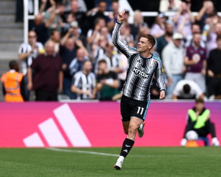 Newcastle winger Harvey Barnes celebrates scoring