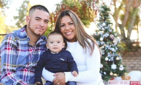 Yadira Garcia with her husband Airam Jovanny Santos and their one-year-old son Airam. Garcia said: ‘It takes years of preparation. We prepared for those jobs.’
