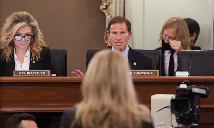 Senator Richard Blumenthal speaks during the hearing.