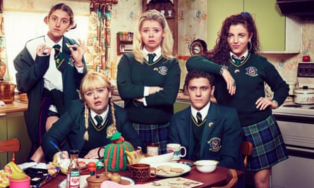 School daze: with some of the cast of Derry Girls. From left: Orla (Louise Harland), Clare (Nicola Coughlan), Erin (Saoirse-Monica Jackson), James (Dylan Llewellyn) and Michelle (Jamie-Lee O’Donnell).