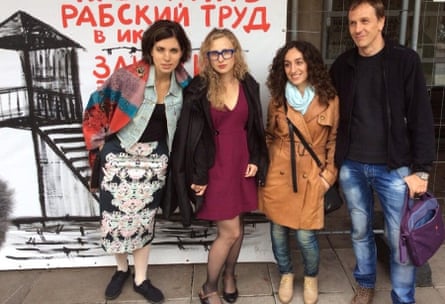 Alexey Knedlyakovsky and Lusine Djanyan (second right) with Pussy Riot’s Nadya Tolokonnikova (left) and Masha Alyokhina