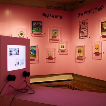 A pink room with Sound of Music illustrations on the wall and the lyric ‘These are a few of my favourite things’
