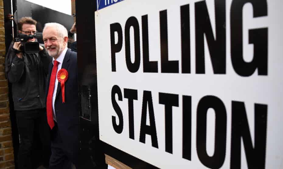 Jeremy Corbyn leaving polling station