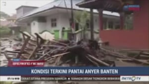 An image from a video showing debris in Serang city, in Banten province, Indonesia.