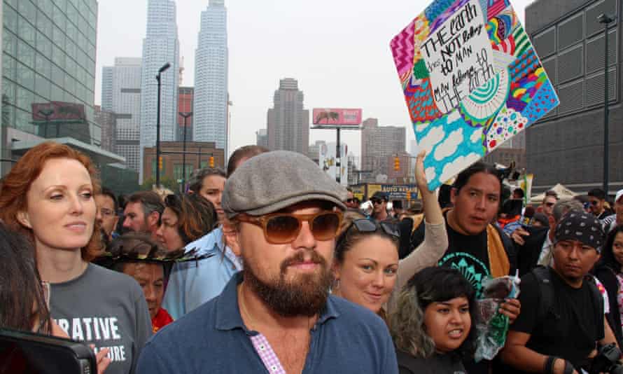 Leonardo DiCaprio on the People’s Climate March in New York City, in 2014.
