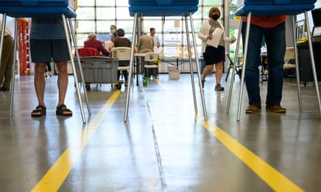 A polling place in Cary, North Carolina, during midterm primary elections.  